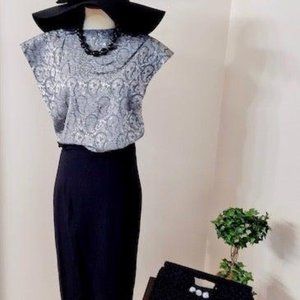 1980s Hot Silver Paisley Birdsville Party Top Size